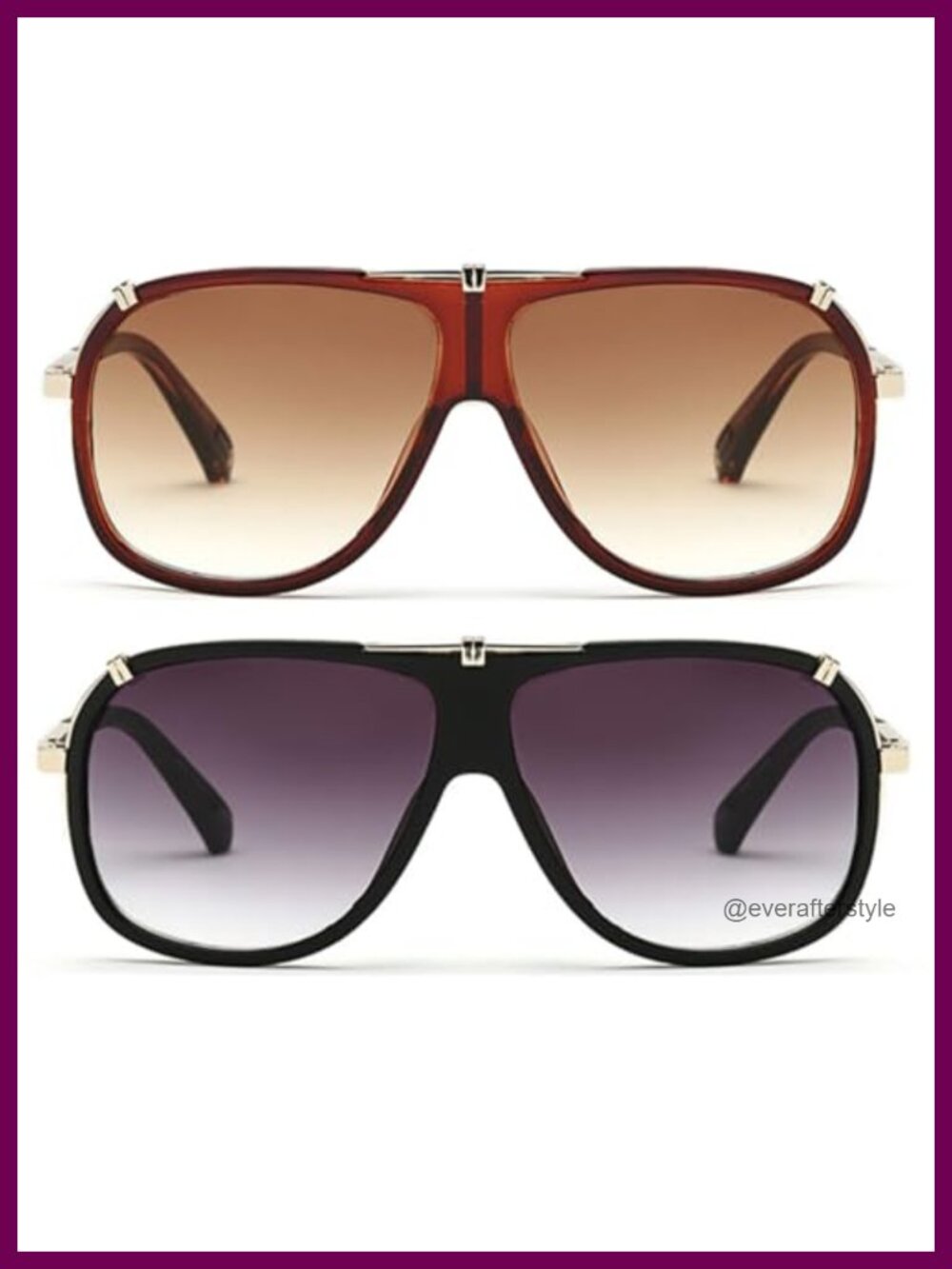 Retro Square Sunglasses UV400 Full Frame Unisex Gradient Lens